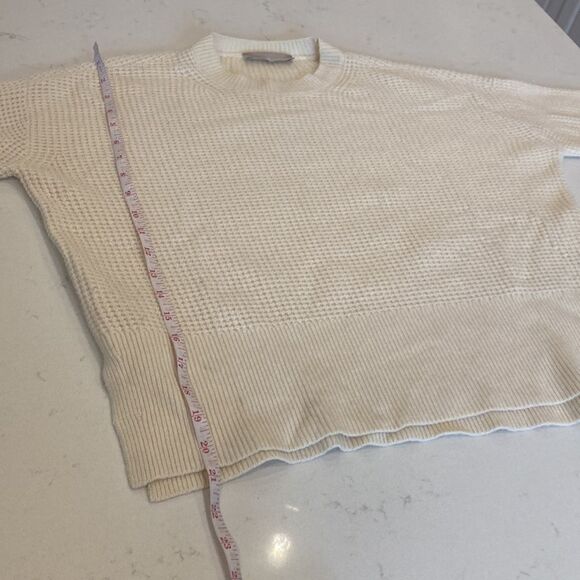 Everlane 100% Cashmere Waffle Knit Square Crew Ivory Soft Thermal Sweater XXS - Picture 7 of 9